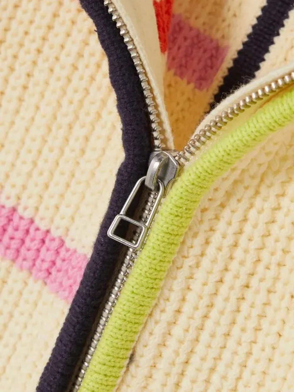 STAUD Cream Striped Half-Zip Turtleneck Sweater - Picture 4 of 6